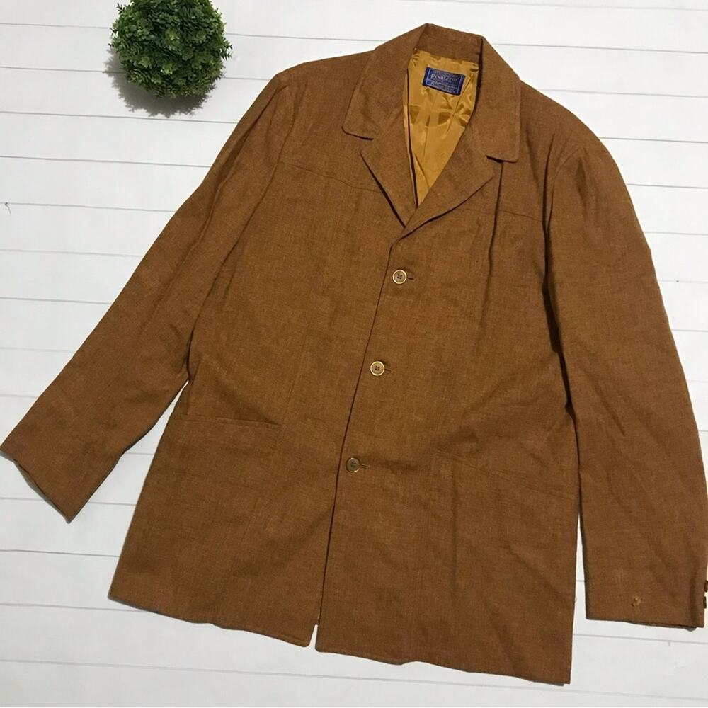 Pendleton Vintage 1970s 100% Wool Brown Cognac Blazer Sport Coat Mens‎ Size